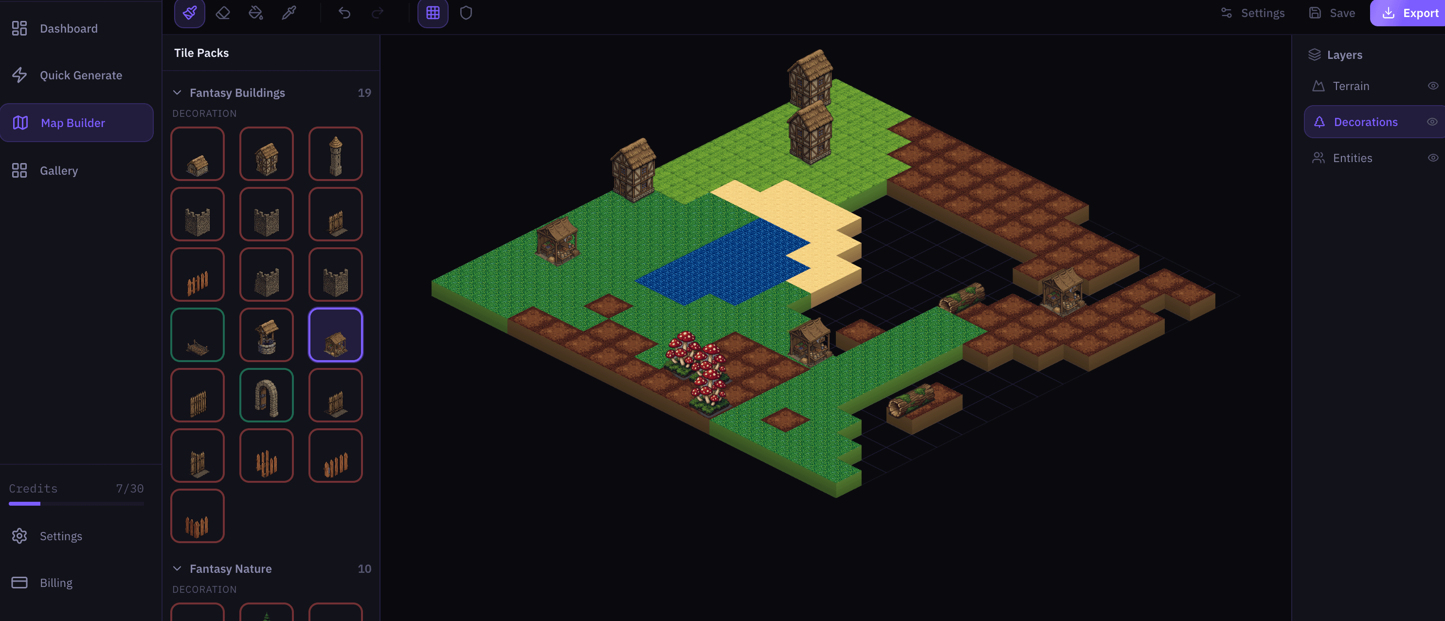 Sprixen Map Builder — isometric tile painting editor